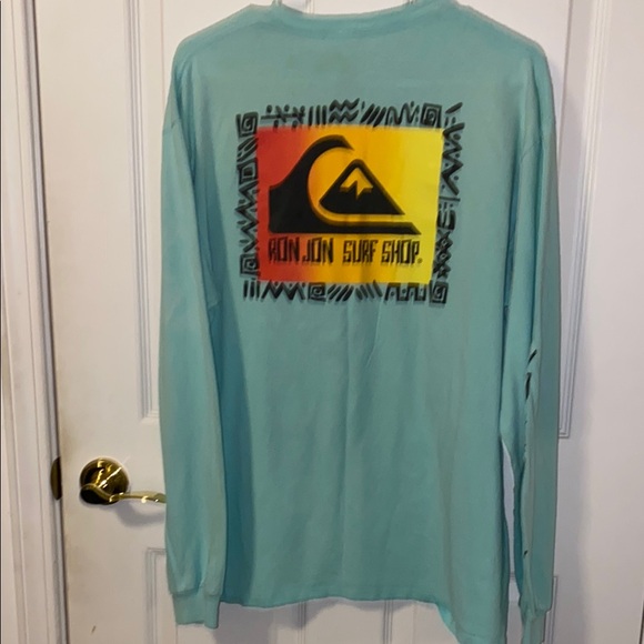 Quiksilver Ron Jon Surf Shop Collaboration Light Blue Long Sleeve Tee Size Large - Picture 7 of 9